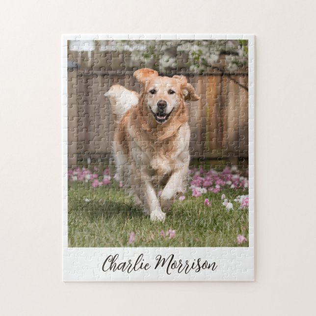 Personalized Golden Retriever Dog Photo Jigsaw Puzzle (Vertical)