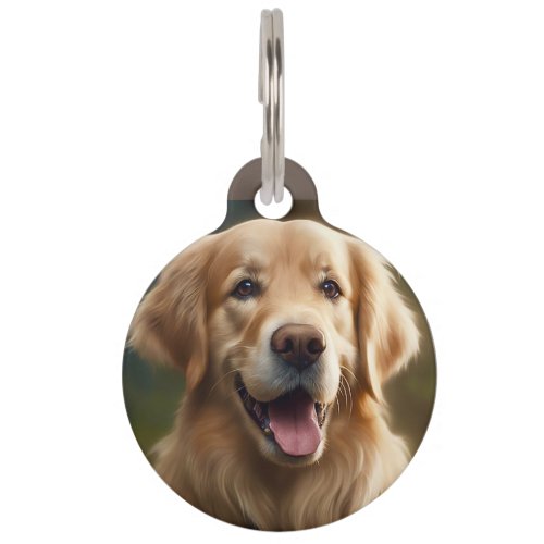 Personalized Golden Retriever Dog Portrait  Pet ID Tag