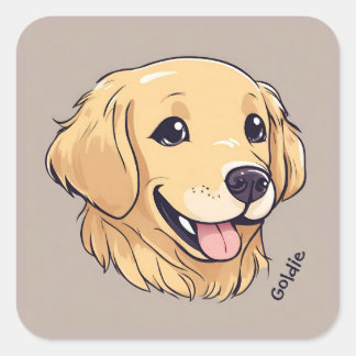 Personalized Golden Retriever Dog Square Sticker