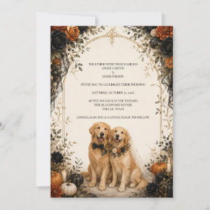 Personalized Golden Retriever Halloween Wedding In Invitation
