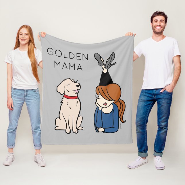 Personalized Golden Retriever Mama Fleece Blanket (In Situ)