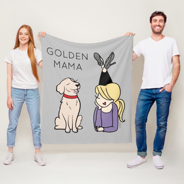 Personalized Golden Retriever Mama Fleece Blanket (In Situ)