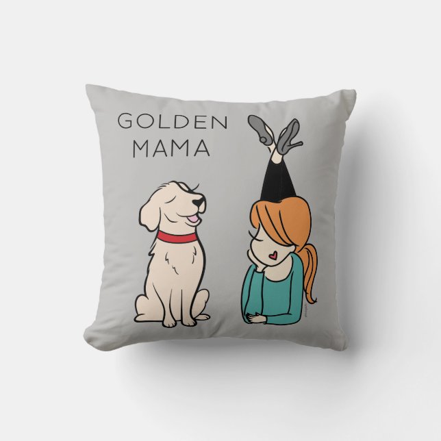 Personalized Golden Retriever Mama Throw Pillow (Front)