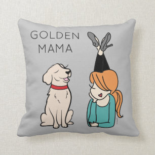 Personalized Golden Retriever Mama Throw Pillow