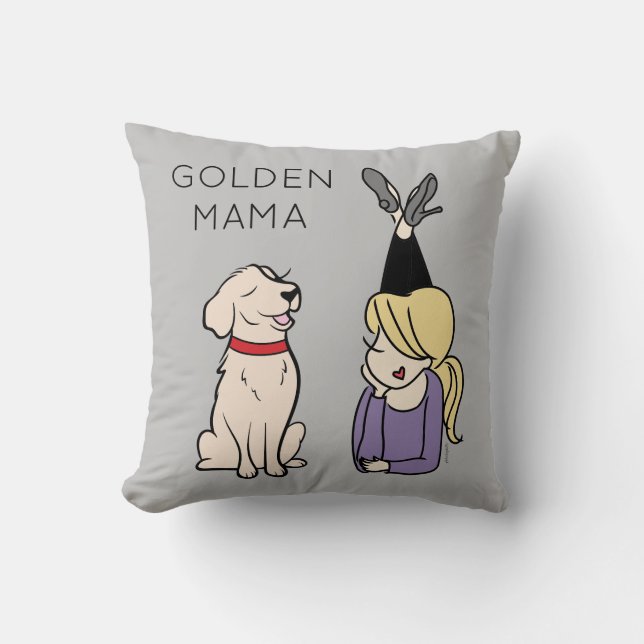 Personalized Golden Retriever Mama Throw Pillow (Front)