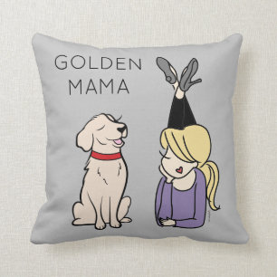 Personalized Golden Retriever Mama Throw Pillow