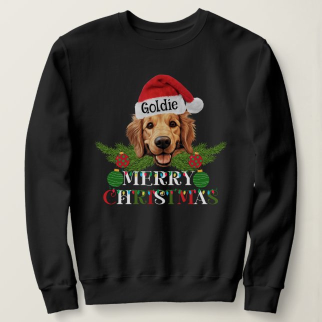 Personalized Golden Retriever Merry Christmas Sweatshirt (Design Front)