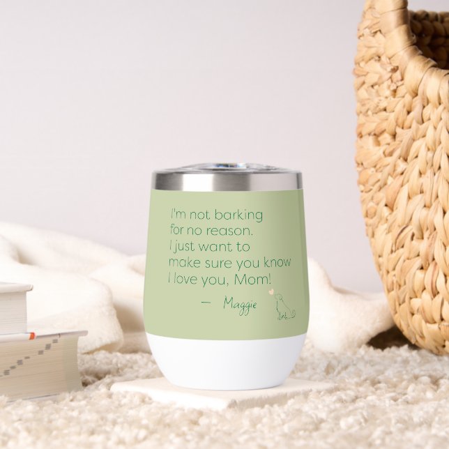 Personalized Golden Retriever Mom Gift Thermal Wine Tumbler (Living Room (Rotated))
