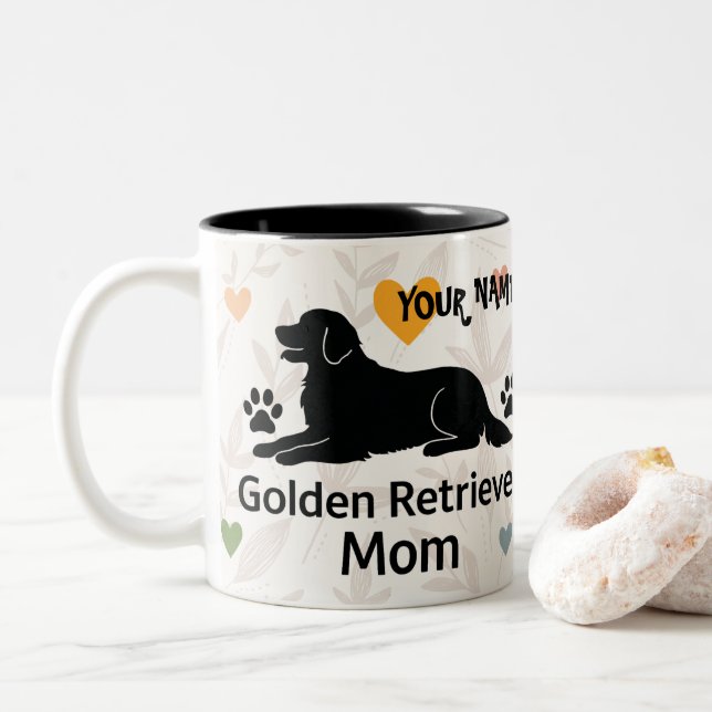 Personalized Golden Retriever Mom Mug  Custom Name (With Donut)