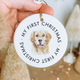 Personalized Golden Retriever My First Christmas Ceramic Ornament