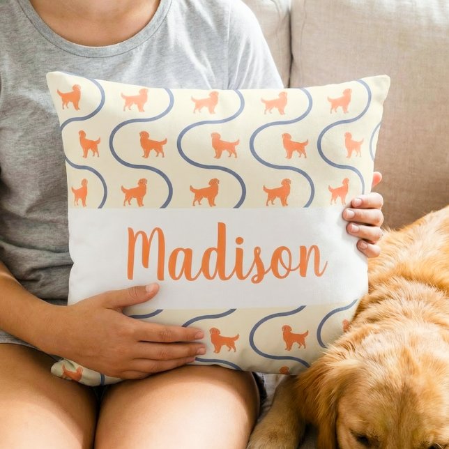 Personalized Golden Retriever Name Pastel Cushion (Creator Uploaded)