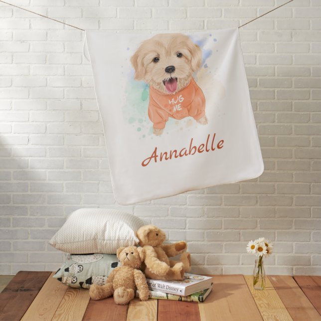 Personalized Golden Retriever Nursery Kid's Room  Baby Blanket (In Situ)