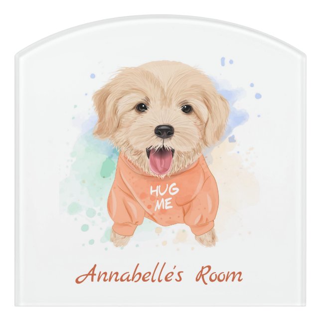 Personalized Golden Retriever Nursery Kid's Room  Door Sign (Contour Front)