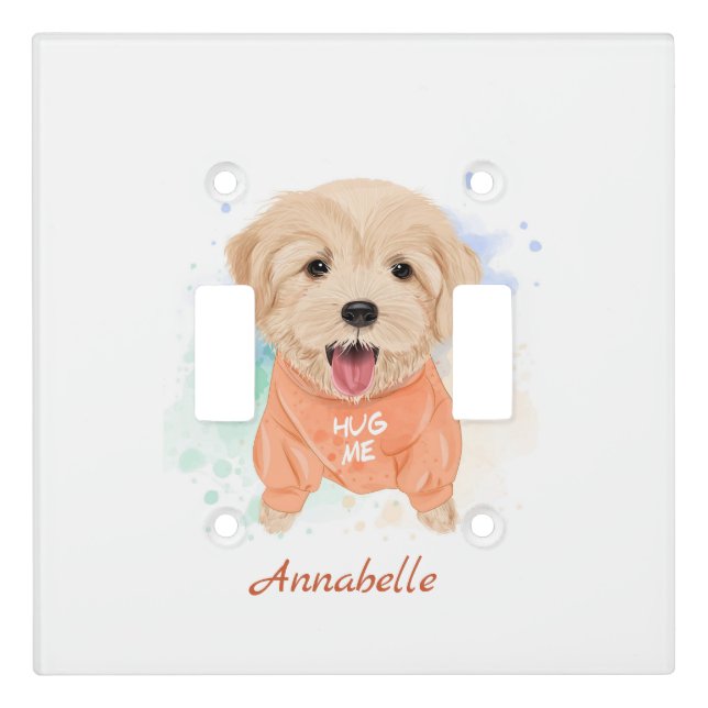 Personalized Golden Retriever Nursery Kid's Room   Light Switch Cover (Front)
