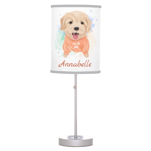 Personalized Golden Retriever Nursery Kid's Room  Table Lamp (Front)