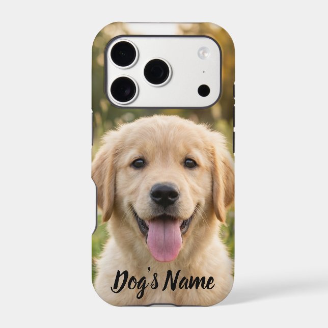 Personalized Golden Retriever Photo and Name  iPhone Case (Back)