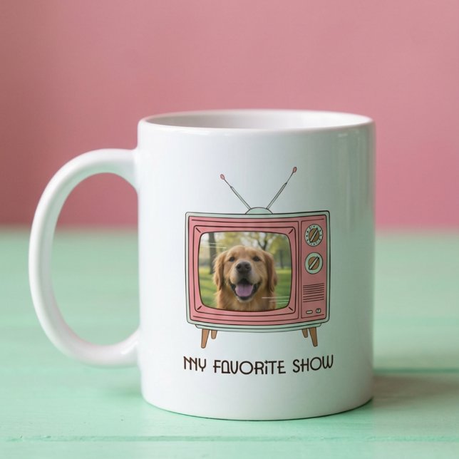 Personalized Golden Retriever Photo Retro TV Coffee Mug (Creator Uploaded)