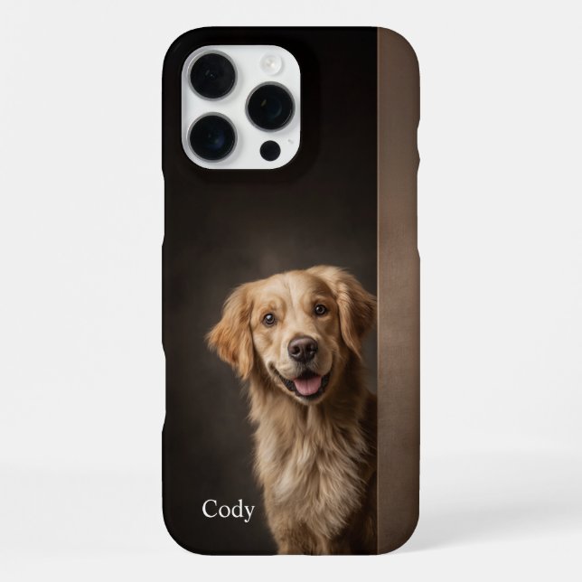Personalized Golden Retriever Portrait iPhone Case (Back)