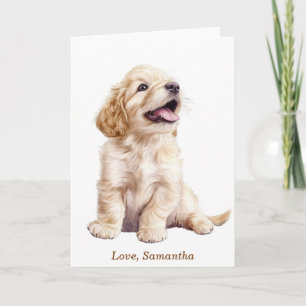 Personalized Golden Retriever Puppy Card