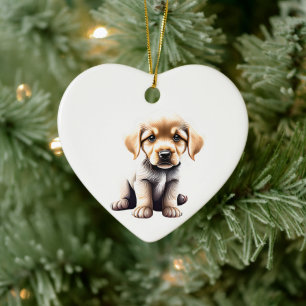 Personalized Golden Retriever Puppy Ceramic Ornament