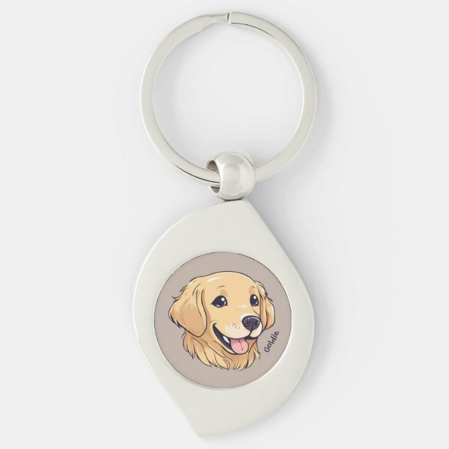 Personalized Golden Retriever Puppy Keychain (Front)