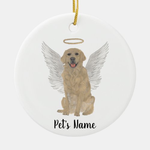 Personalized Golden Retriever Sympathy Memorial Ceramic Ornament