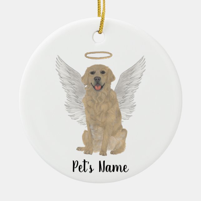Personalized Golden Retriever Sympathy Memorial Ceramic Ornament (Front)