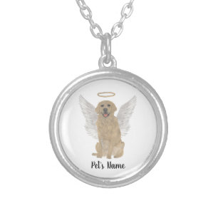 Personalized Golden Retriever Sympathy Memorial Silver Plated Necklace