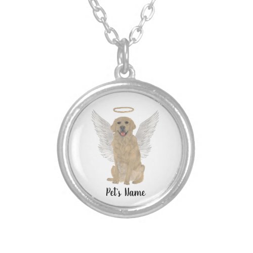 Personalized Golden Retriever Sympathy Memorial Silver Plated Necklace