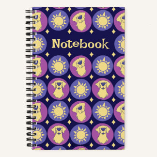 Personalized Golden Retriever Whimsical Sun Small Notebook