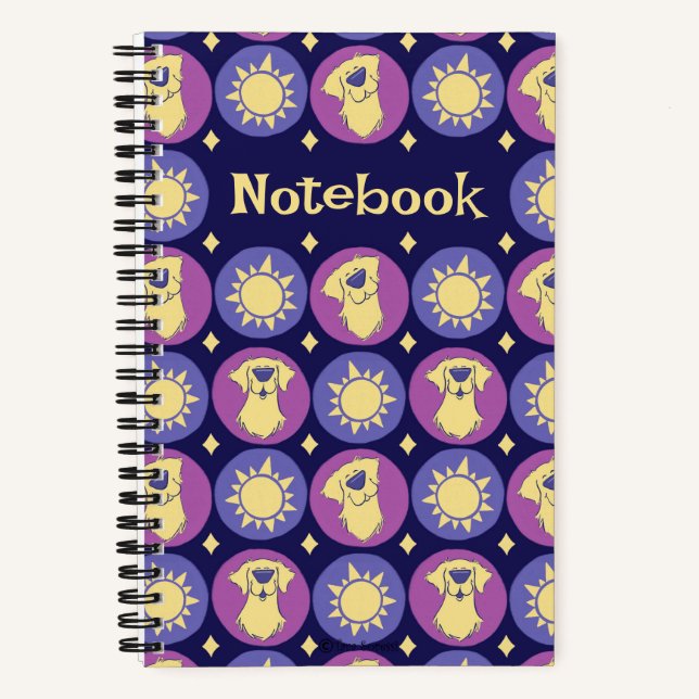 Personalized Golden Retriever Whimsical Sun Small  Notebook (Front)