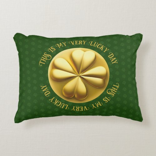 Personalized Golden Shamrock St Patricks Day Accent Pillow