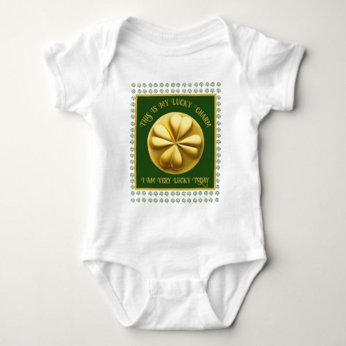 Personalized Golden Shamrock St Patricks Day Baby Bodysuit