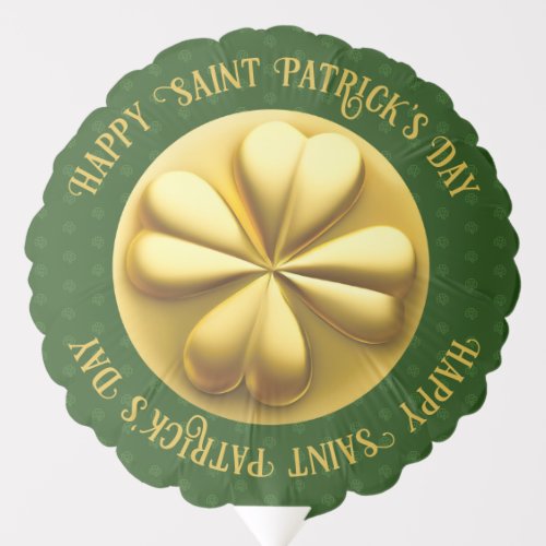 Personalized Golden Shamrock St Patricks Day Balloon