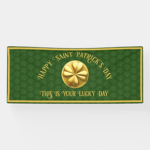 Personalized Golden Shamrock St Patricks Day Banner