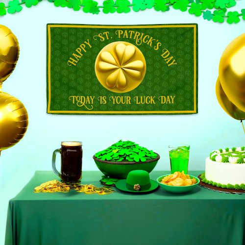 Personalized Golden Shamrock St Patricks Day Banner