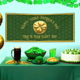 Personalized Golden Shamrock St. Patrick's Day Banner