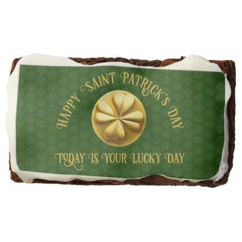 Personalized Golden Shamrock St Patricks Day Brownie