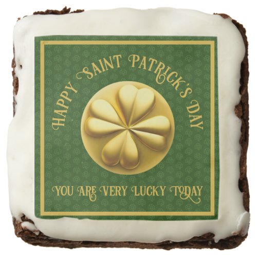 Personalized Golden Shamrock St Patricks Day Brownie