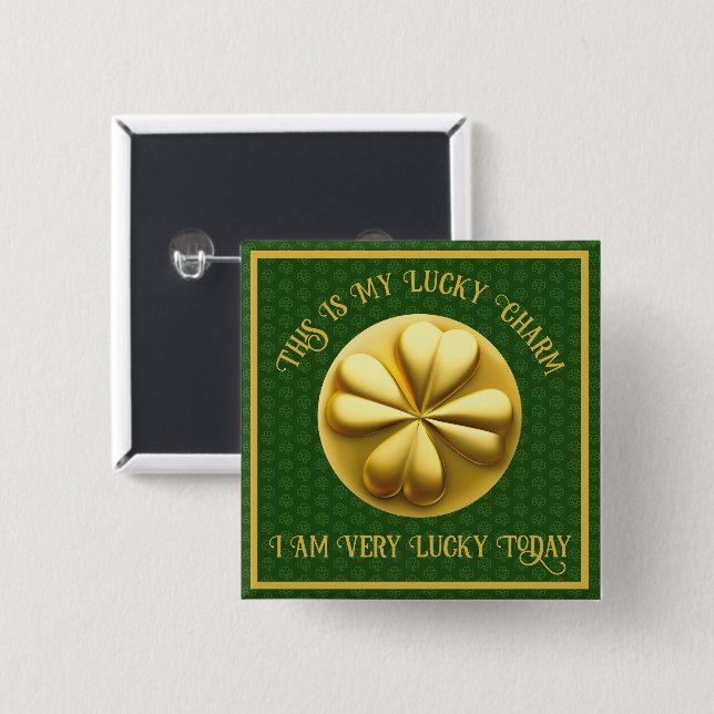 Personalized Golden Shamrock St. Patrick's Day Button (Front & Back)