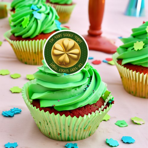 Personalized Golden Shamrock St Patricks Day Edible Frosting Rounds