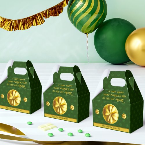 Personalized Golden Shamrock St Patricks Day Favor Boxes
