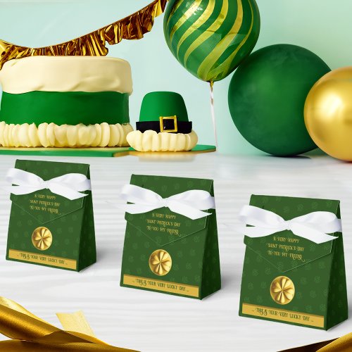 Personalized Golden Shamrock St Patricks Day Favor Boxes