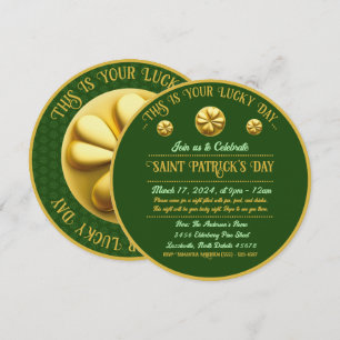 Personalized Golden Shamrock St. Patrick's Day Invitation
