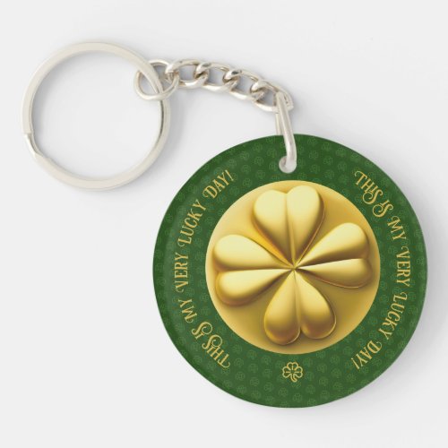 Personalized Golden Shamrock St Patricks Day Keychain