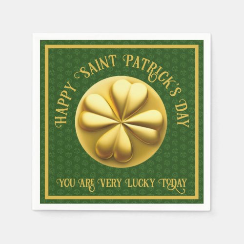 Personalized Golden Shamrock St Patricks Day Napkins