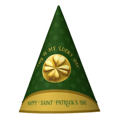 Personalized Golden Shamrock St Patricks Day Party Hat