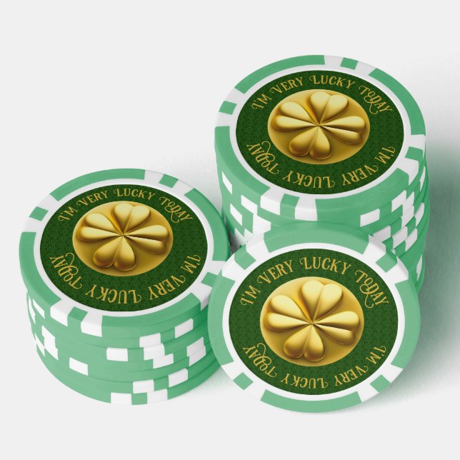 Personalized Golden Shamrock St. Patrick's Day Poker Chips (Stack)