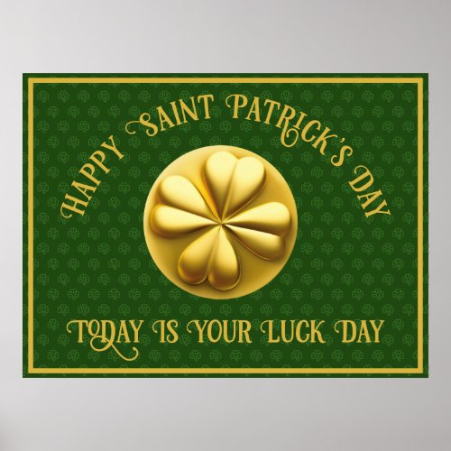 Personalized Golden Shamrock St Patricks Day Poster