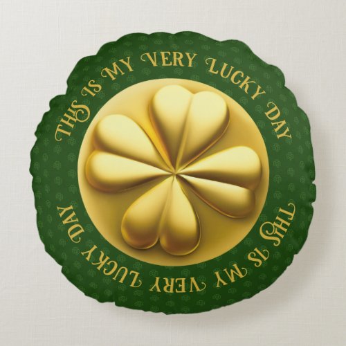 Personalized Golden Shamrock St Patricks Day Round Pillow